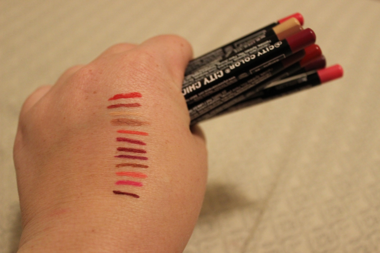 City Color City Chic lip liners: swatches and mini-review.